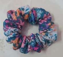 Blue floral scrunchie