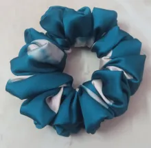 Green premium satin silk scrunchie